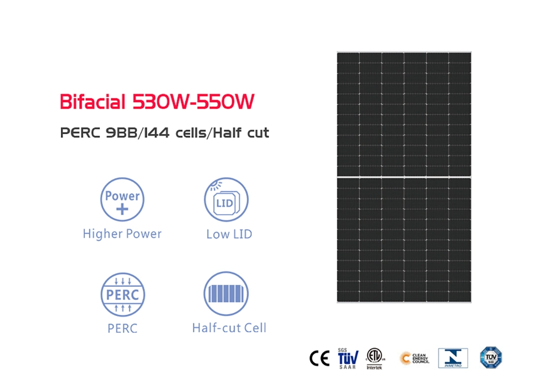High Efficieny Mono Perc 182mm Half Cell 550W PV Solar Panel